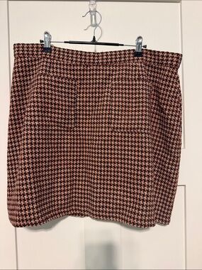 Modcloth Rust & Brown Houndstooth Dark Academia Mini Skirt Plus Size 18
